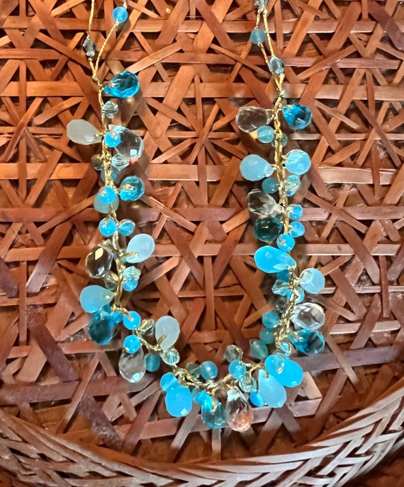 Blue Pressed Glass Woven Necklace main image 1