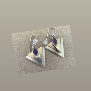 Deco style amethyst pieced earrings