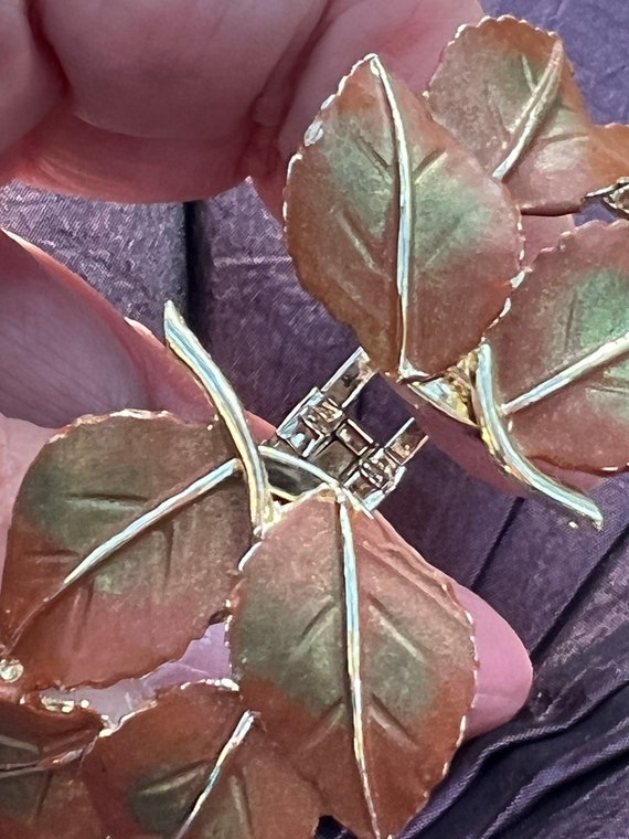 Leaf hinged cuff bracelet, vintage - image 3