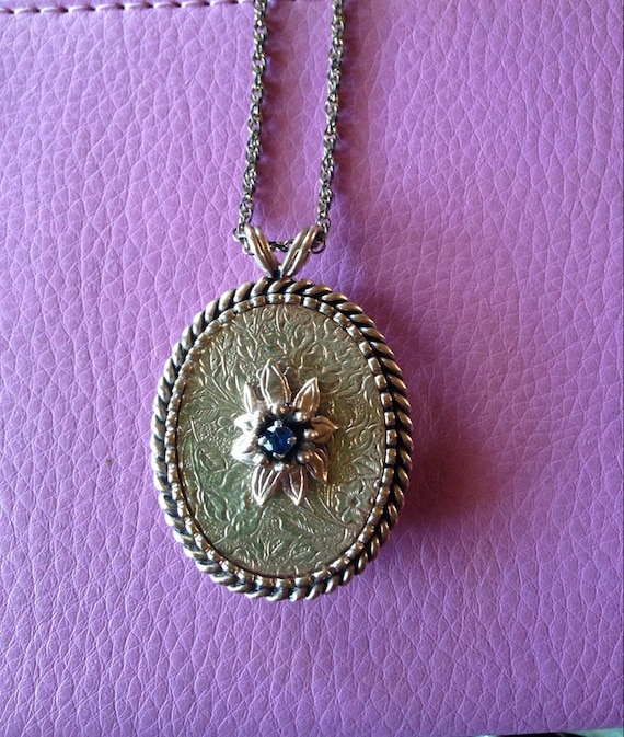 Victorian gold sapphire hair locket, mourning jewe