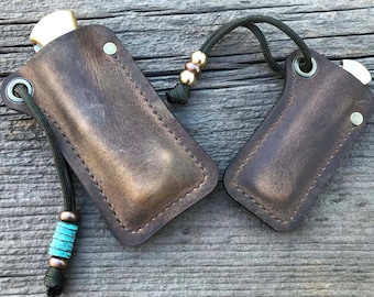 Handmade Leather Pocket Knife Slip - Size (Buck55 - Pioneer - Farmer) - Customizable - Lanyard is NOT included