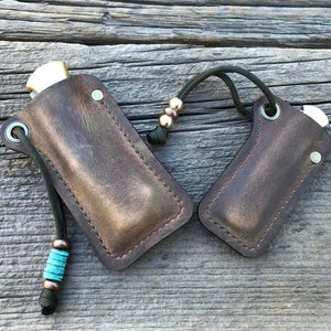 Leather Pocket Knife Slip Lanyard - Build Your Own - Pick your leather Color - Size (Buck55 - Pioneer - Farmer) - Thread & RIvet Color