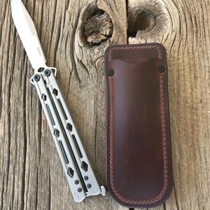 Leather Sheath w/Belt Clip - Kershaw Lucha or Bear&Son 114 - Pick your Leather, Size, Thread and Rivet color (KNIFE NOT INCLUDED) bild 6
