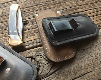 Custom Leather Pocket Knife Slip – Handmade Belt Clip Holster