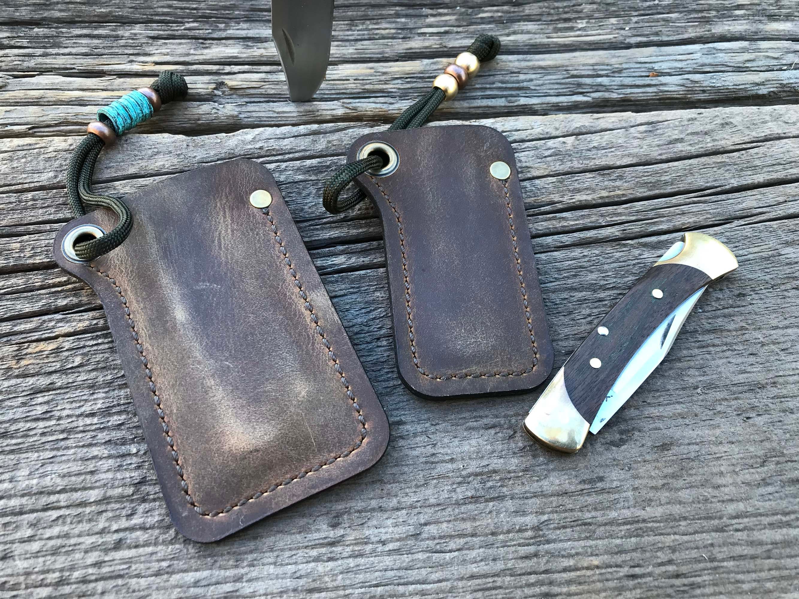 BUILD YOUR OWN Leather Pocket Knife Slip With Belt Clip Pick Your