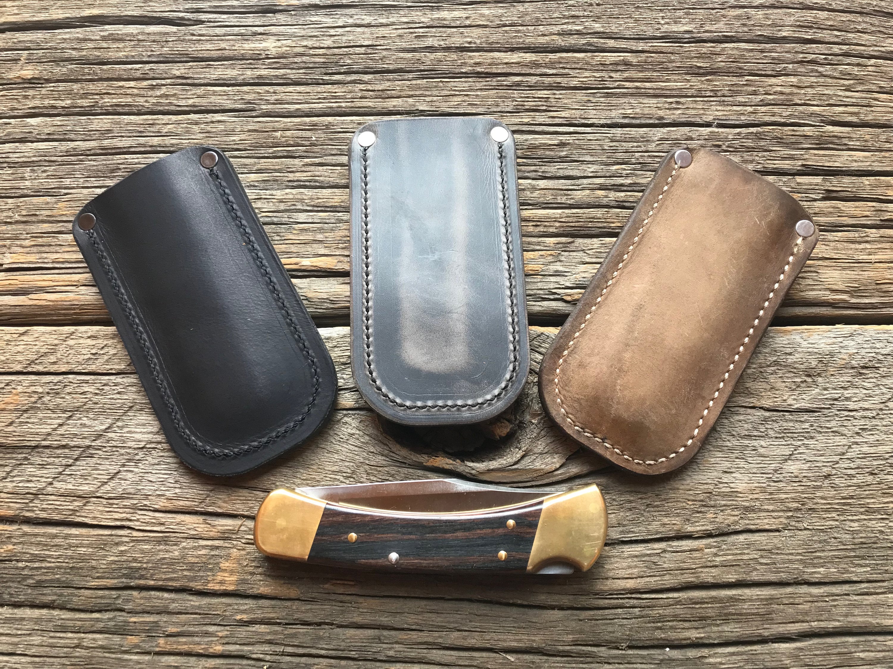 BUILD YOUR OWN Leather Pocket Knife Slip With Belt Clip Etsy Canada