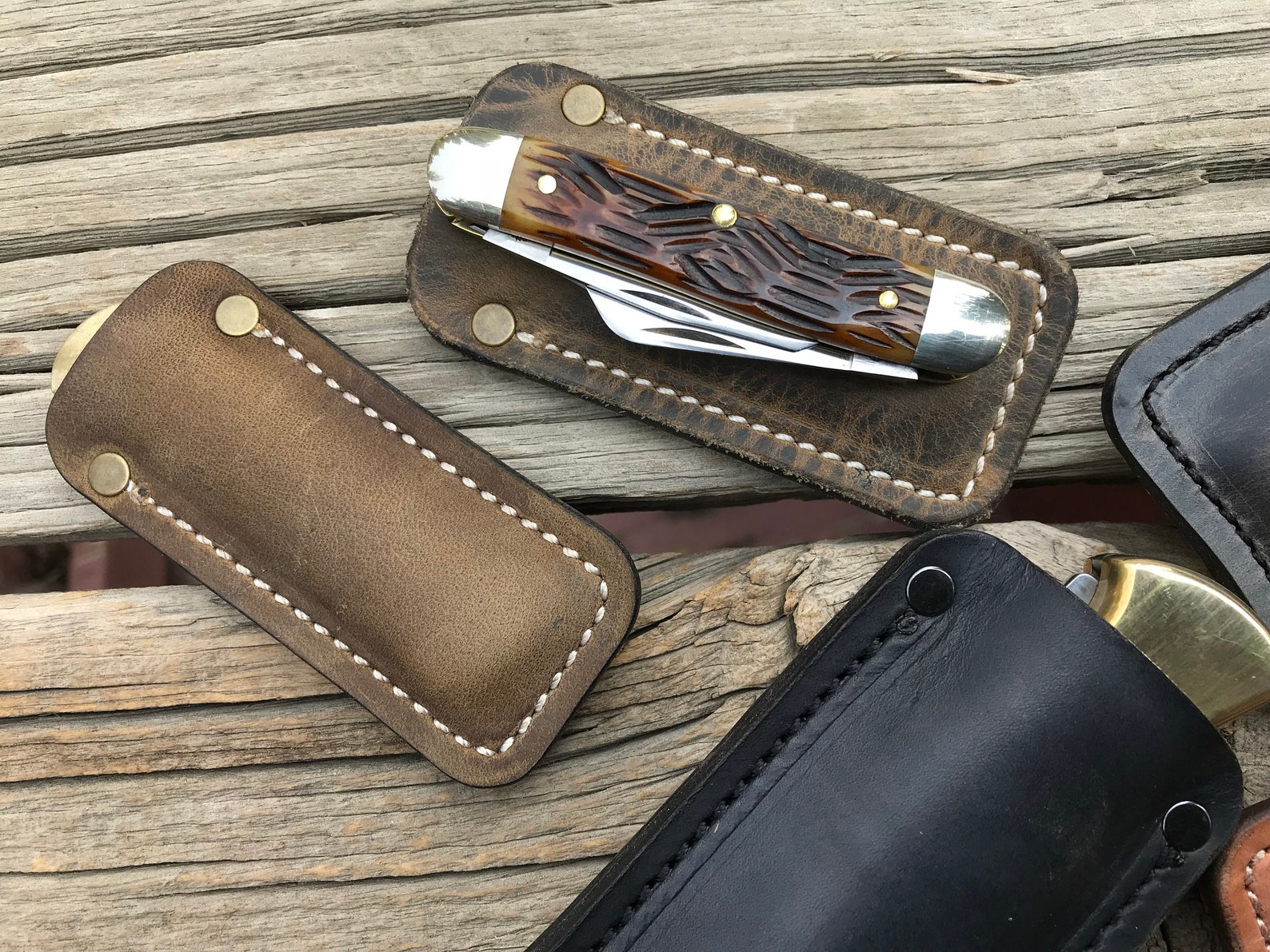 Leather EDC Pocket Knife Slip Build Your Own Pick Your Leather Color