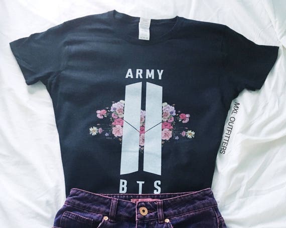 BTS & ARMY floral logo T-Shirt Design by G-A-B-J-O-O-N