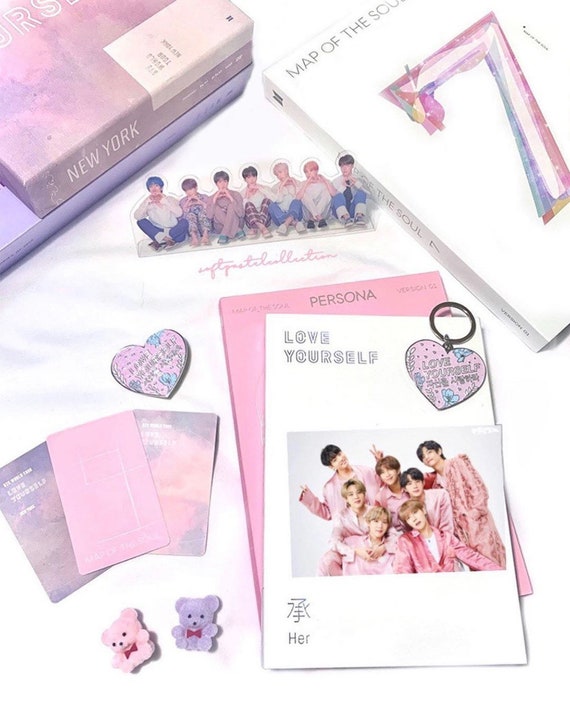 Bts Love Yourself 자신을 사랑하라 Sparkly Heart Metal Keychain K Pop Etsy
