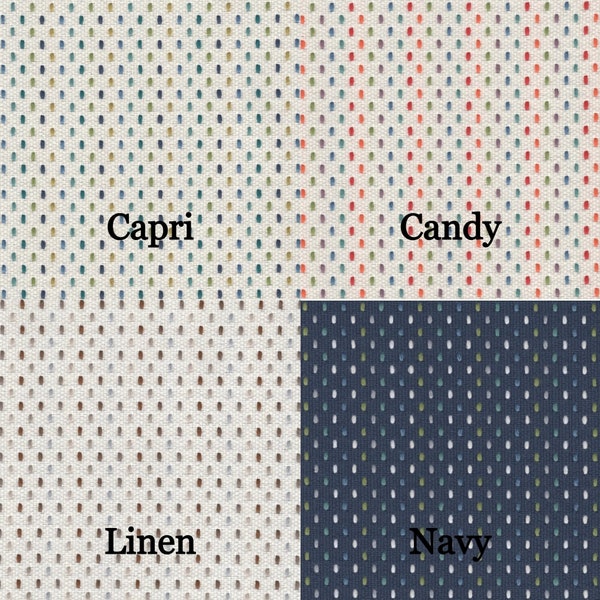 Outdoor Dotted Fabric Revolution With Blue, Navy, Rainbow, Red, Orange, Green, Teal, and Brown Colors