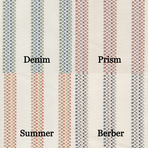 Outdoor Textured Stripe Fabric Revolution Casita, Ivory, Tan, Blue, Rainbow, Red, Orange, Grey