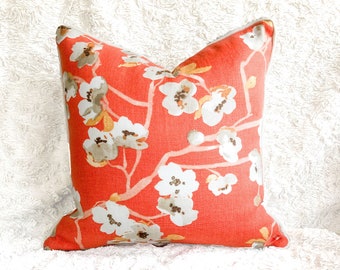 Orange Cherry Blossom Pillow Cover 16 inch, 14 inch