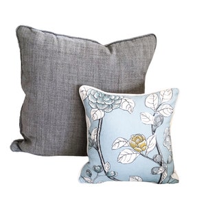 Light Blue Floral Shabby Chic Pillow Cover 16 inch, 14 inch