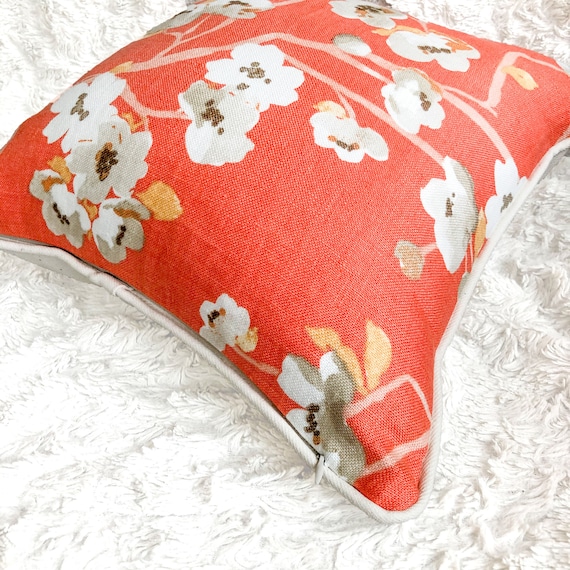 Orange Cherry Blossom Pillow Cover 16 Inch 14 Inch Etsy