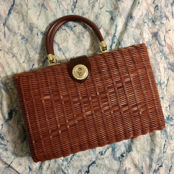 Vintage 60's Wicker Box Purse