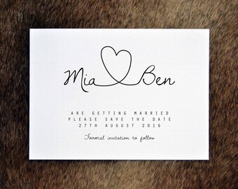 PRINTABLE Poppy Save the Date PDF - Personalisierte Einfache Kalligraphie Herz Hochzeit Save the Date - DIY Digital Download Only