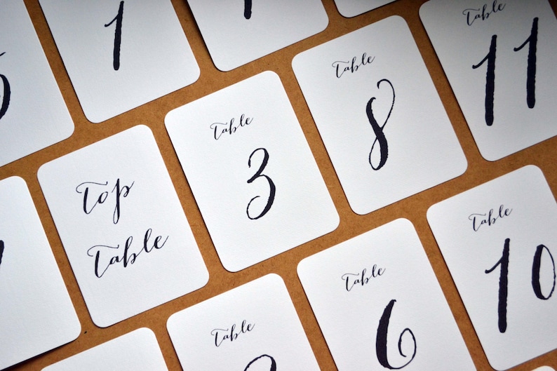 Farm Top Table Barn Vintage Rustic A6 Calligraphy Wedding Table Numbers Multi Pack Table Numbers