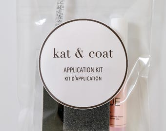 Press On Nail Application Kit | Cuticle Pusher, File, Buffer, Alcohol Swab, Nail Glue
