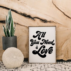All you Need is Love Wood Sign Hippie Decor Boho Decor Wall Hanging Gallery Wall Eclectic Wall Decor Wedding Decor Wedding Art White