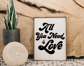 All you Need is Love Wood Sign | Hippie Decor | Boho Decor | Wall Hanging | Gallery Wall | Eclectic Wall Decor | Wedding Decor | Wedding Art