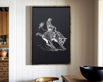 encadrée Bucking Bronco | Art mural occidental | Panneau en bois country | Décoration de ferme | Art du sud-ouest | Décoration de ranch moderne | Décoration occidentale