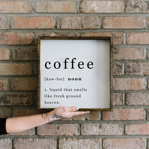 Coffee Noun Wood Sign | Coffee Art | Coffee Decor | Kitchen Decor | Kitchen Art | Coffee Gift | Wall Hanging | Coffee Print
