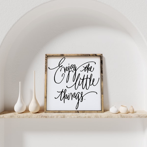 Enjoy the Little Things Framed Wood Sign | farmhouse decor