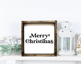 Merry Christmas Mini Framed Wood Sign | christmas decor | christmas art | xmas art | xmas decor | xmas sign | christmas sign