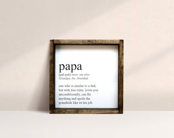 Papa Definition Framed Mini Wood Sign | Fathers day Gift | papa gift | papa sign | gift for dad