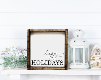 Happy Holiday Framed Mini Wood Sign | holiday decor | christmas decor | christmas sign