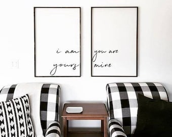 I Am Yours, You are Mine Framed Wood Signs | bedroom decor | bedroom art | wall hanging | farmhouse decor