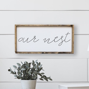 Our Nest Framed Wood Sign | farmhouse decor | gallery wall decor | gallery wall sign