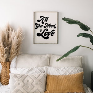 All you Need is Love Wood Sign Hippie Decor Boho Decor Wall Hanging Gallery Wall Eclectic Wall Decor Wedding Decor Wedding Art image 3