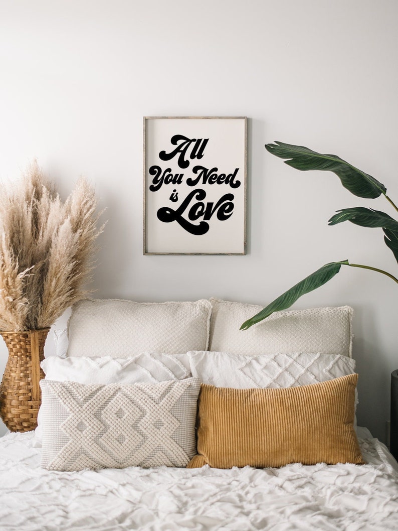 All you Need is Love Wood Sign Hippie Decor Boho Decor Wall Hanging Gallery Wall Eclectic Wall Decor Wedding Decor Wedding Art image 3