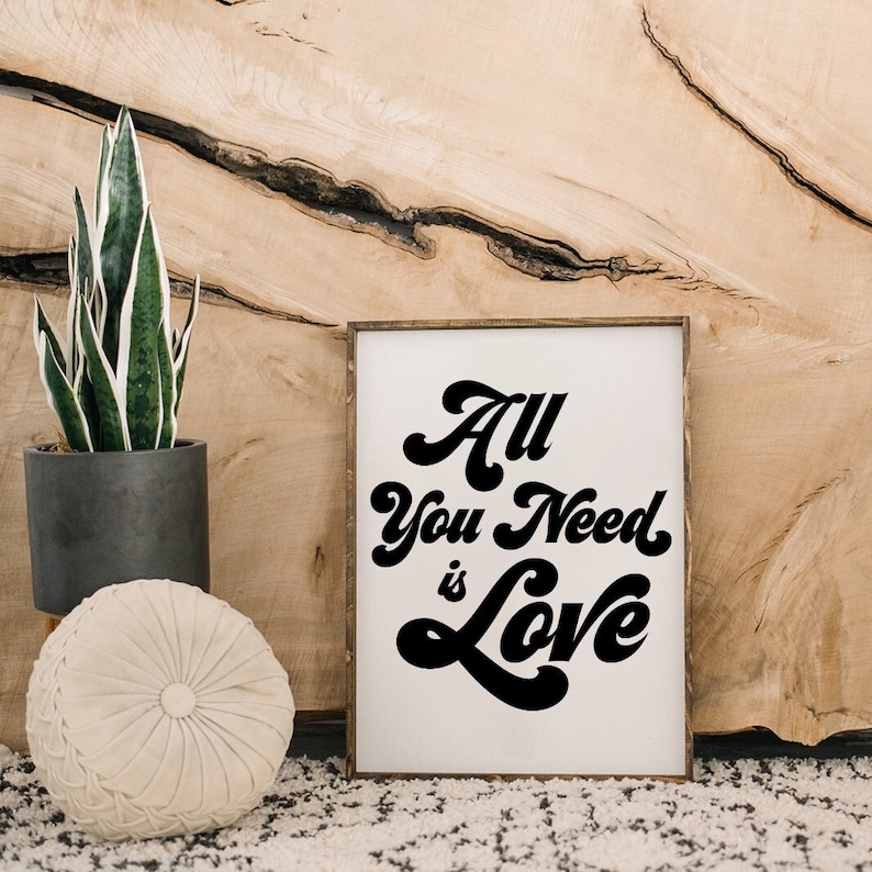 All you Need is Love Wood Sign Hippie Decor Boho Decor Wall Hanging Gallery Wall Eclectic Wall Decor Wedding Decor Wedding Art White