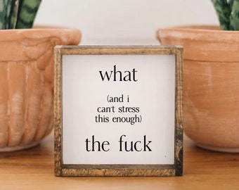 What (and I cannot stress this enough) the fuck Wood Sign | Adult wall art | funny wall decor | what the eff print | what the fuck print |