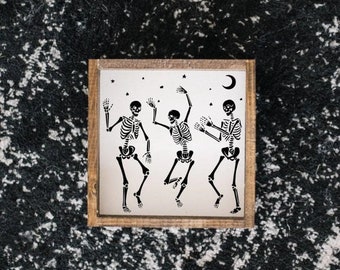 Dancing Skeletons Print | Skeleton Wood Sign | Skeleton Decor | Skeleton Wall Decor | Skeleton Wall Art | Goth Decor | Goth Prints