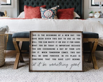 This is the Beginning of a New Day Quote Medium Framed Wood Sign | inspiring wood sign | gallery wall art | wall hanging