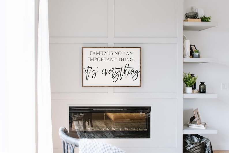 Family is Not an Important Thing, It's Everything Framed Wood Sign gallery wall sign gallery wall decor farmhouse decor image 1