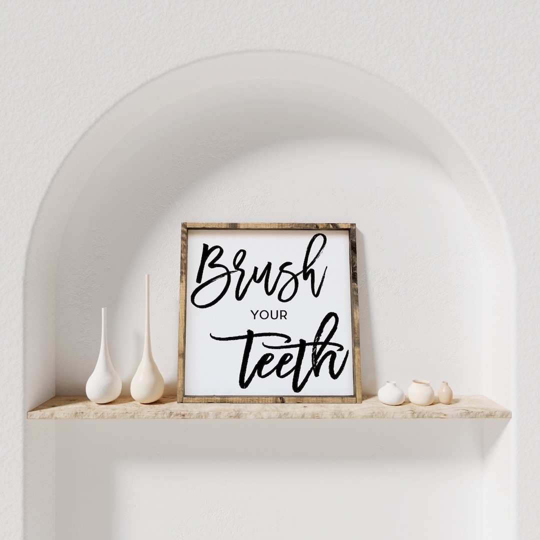 Brush Your Teeth Wood Sign | Bathroom Art | Kids Bathroom Sign | Kids ...