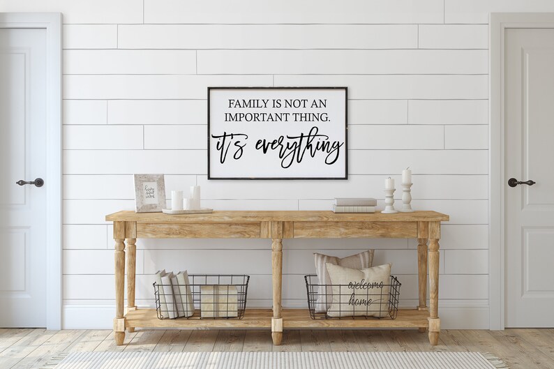 Family is Not an Important Thing, It's Everything Framed Wood Sign gallery wall sign gallery wall decor farmhouse decor Ebony