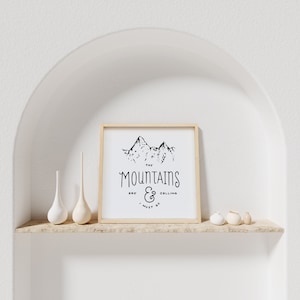 The Mountains are Calling and I Must Go Framed Wood Sign Mountain Art Mountain Wall Hanging Mountain Decor Natural