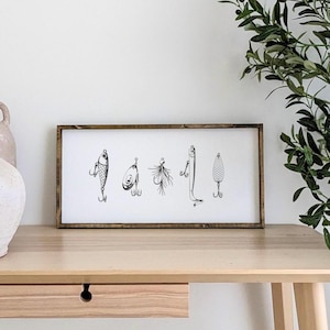Framed Fishing Lure Print | Fishing Lure Poster | Fishing Decor | Fishing Wall Art | Fishing Wood Sign | Father’s Day Gift | Boys Room Art