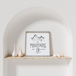The Mountains are Calling and I Must Go Framed Wood Sign Mountain Art Mountain Wall Hanging Mountain Decor Classic Gray