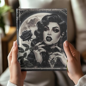 Vampire Gothic Journal with Mysterious Illustration, Moonlit Dark Art, Notebook, Gift for Gothic Art Lovers, Gothic Stationery