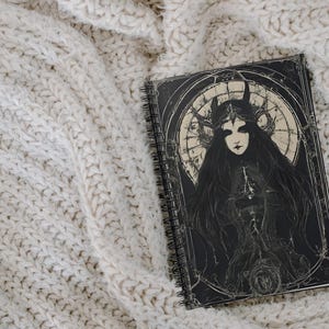 Mystic Woman Spiral Notebook, Dark Art Journal, Gothic Tarot Aesthetic, Unique Gift for Artists, Witchy Stationery, Occult Notepad