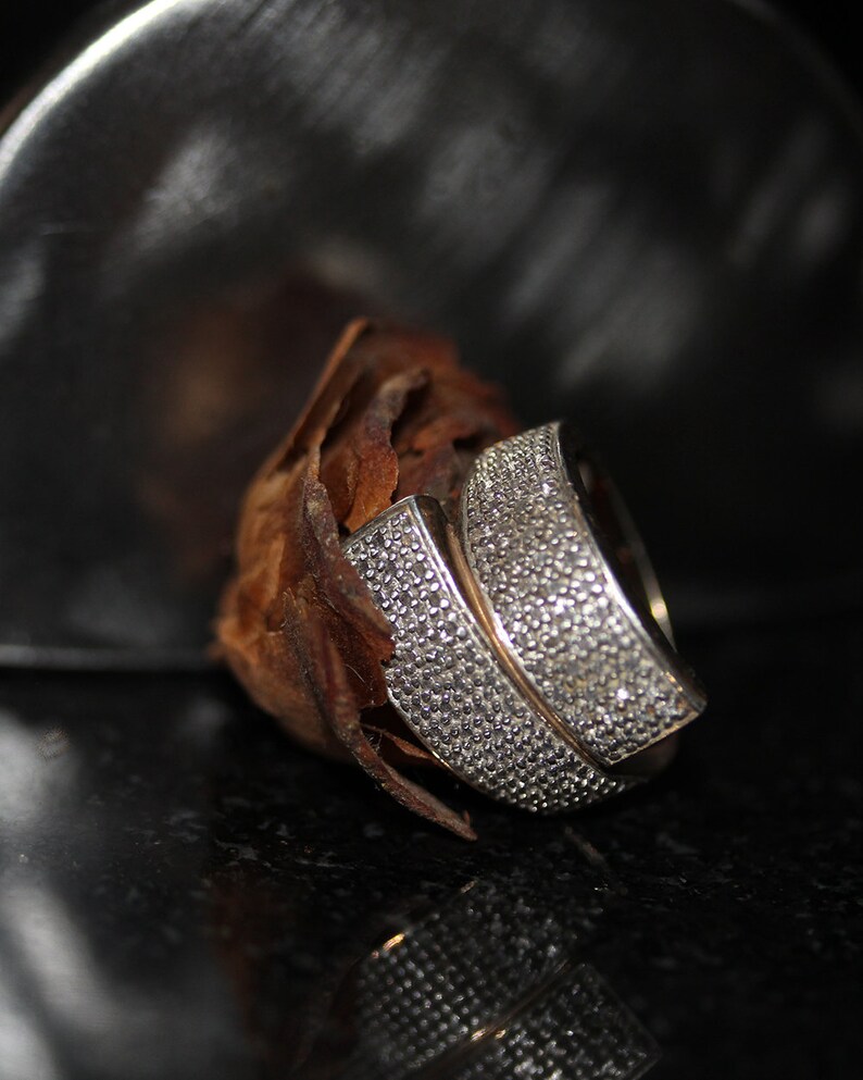 7.5 Sterling Silver vintage Modernist design Warp Around Ring size