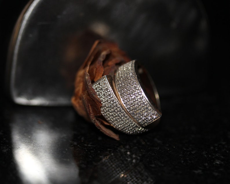 7.5 Sterling Silver vintage Modernist design Warp Around Ring size