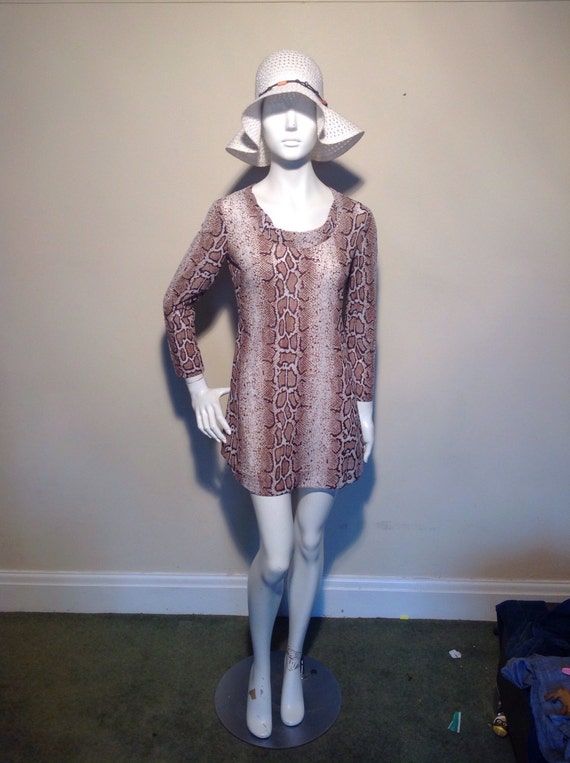 1960's snake print micro mini dress