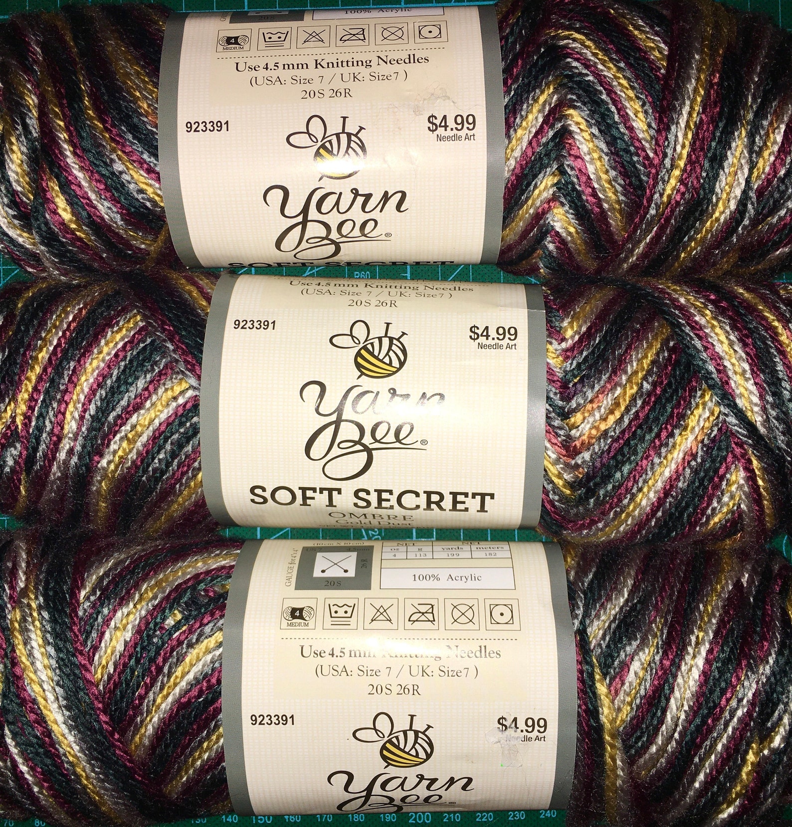 3 skein hobby lobby yarnbee Soft Secret ombré gold dust yarn 4 Etsy